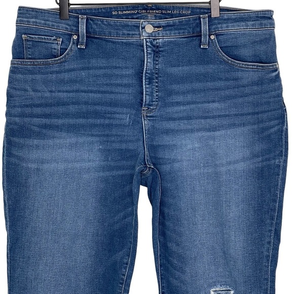 Chicos So Slimming Jeans Womens 16 Girlfriend High Rise Slim Leg Raw Hem Crop - Picture 2 of 10